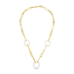 COLAR ELO ESMALTADO BRANCO DOURADO na internet