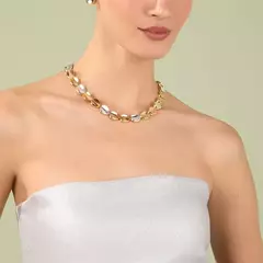 COLAR POLIDO GOTA MIX DE BANHO DOURADO E RÓDIO BRANCO