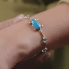 PULSEIRA FIO FACA TURQUESA E TOPAZIO na internet