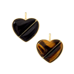 PINGENTE CORAÇÃO ÔNIX E OLHO DE TIGRE