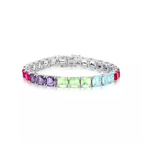 PULSEIRA RIVIERA COM CRISTAIS COLORIDOS E ZIRCONIA AMETISTA - comprar online