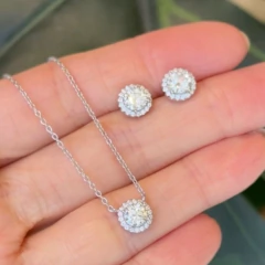 COLAR COM PEDRA REDONDA MOISSANITE MOLDURA 5.0 MM PRATA RODINADA na internet