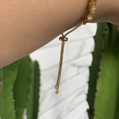 PULSEIRA REGULÁVEL QUADRADINHOS ESCRITO AMOR DOURADO na internet