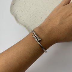 BRACELETE PREGO LISO RÓDIO BRANCO
