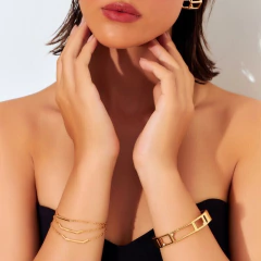 BRACELETE GEOMETRICO COM DETALHES DE ZIRCONIA - Carlota Acessórios