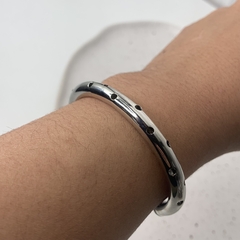 BRACELETE TUBO FURADINHO RÓDIO BRANCO - comprar online