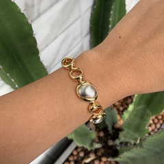 PULSEIRA OVAL FOSCO ELOS VAZADOS DOURADO - loja online