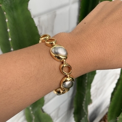 PULSEIRA OVAL FOSCO ELOS VAZADOS DOURADO - comprar online