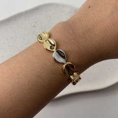 PULSEIRA POLIDO GOTAS MIX DE BANHO DOURADO E RÓDIO BRANCO