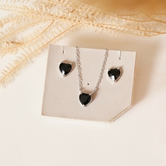 GARGANTILHA MINI ELO PINGENTE ONIX CORAÇÃO RODIO BRANCO na internet