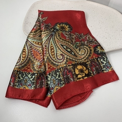 LENÇO VERMELHO ESTAMPA MOSAICO 50x50