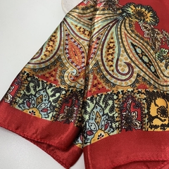 LENÇO VERMELHO ESTAMPA MOSAICO 50x50 - comprar online