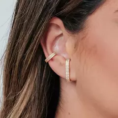 BRINCO EARHOOK DUPLO ZIRCONIA - Carlota Acessórios