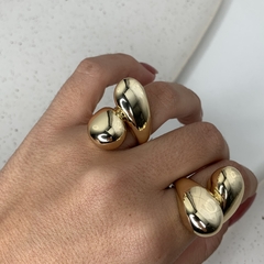ANEL DUAS GOTAS DESENCONTRADO DOURADO na internet