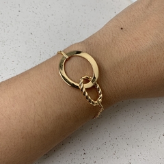 PULSEIRA ELO LISO E ELO TRABALHADO DOURADO - comprar online