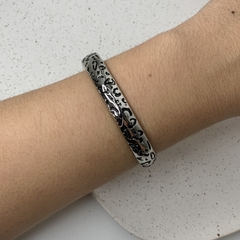BRACELETE LARGO LEOPARDO RÓDIO BRANCO - comprar online
