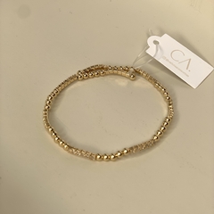 BRACELETE ONDA 5 BOLINHAS X FIO ZIRCONIA DOURADO na internet