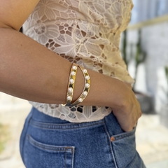 BRACELETE VAZADO PEROLAS DOURADO - comprar online