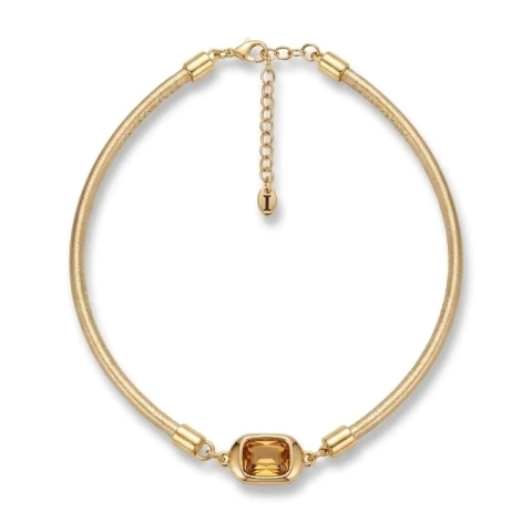 COLAR COURO COM PINGENTE EM CRISTAL RETANGULAR - comprar online