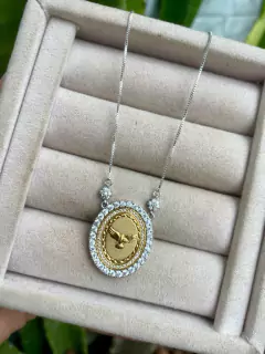 GARGANTILHA DIVINO MANDALA CRAVEJADA RODIO BRANCO - comprar online