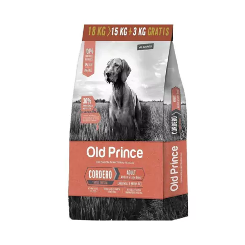 Old Prince Cordero y Arroz Adultos Razas Medianas y Grandes 15 + 3Kg