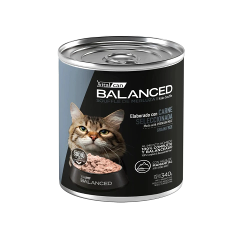 Vital Can Lata Gato Balanced Souffle Merluza Senior 340 Grs - comprar online