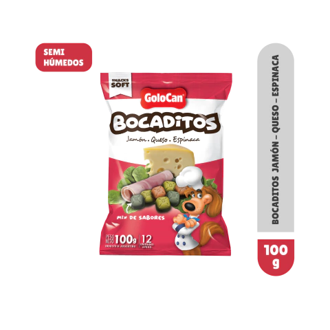 Golocan Bocaditos de Jamón Queso y Espinaca 100Grs
