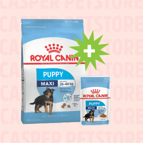 Royal Canin Maxi Puppy Junior 3Kg + Pouch Maxi Puppy 140 Grs