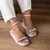 Flatform Fivela Tira Strass Off White