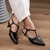 Scarpin Saltinho Fivela Preto Cod 414