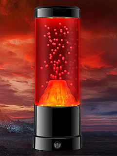 Lámpara De Lava Volcánica Flotante Usb Luz Nocturna Led Rgb Negro