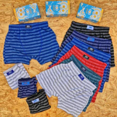 BOXER DE NIÑO ALGODÓN Y LYCRA RAYADO LÍNEA IMÁN ART. 203 TALLES SURTIDOS 2 - 3 - 4 - 5