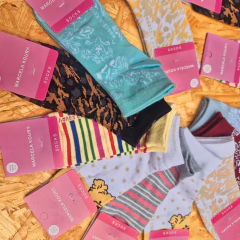 SOQUETES ESTAMPADA -NUEVOS COLORES- ALGODON LYCRA DESAGUJADO DAMA LINEA MARCELA KOURY ART. MK62102 TALLE UNICO (X DOCENA) - tienda online