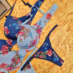 CONJUNTO ARMADO TAZA SOFT LYCRA ESTAMPA *FLORES* CON REGULABLE LINEA LODY ART. 5277 TALLES 85-90-95-100 (X MAYOR ) - comprar online