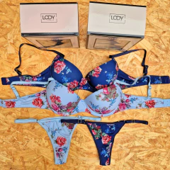 CONJUNTO ARMADO TAZA SOFT LYCRA ESTAMPA *FLORES* CON REGULABLE LINEA LODY ART. 5277 TALLES 85-90-95-100 (X MAYOR ) - comprar online