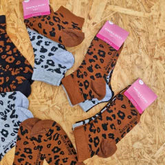 SOQUETES ESTAMPADA -NUEVOS DISEÑOS- ALGODON LYCRA ANIMAL PRINT DAMA LINEA MARCELA KOURY ART. MK62033 TALLE UNICO (X DOCENA) - tienda online