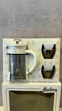 Set En Caja Cafetera Embo 600 Ml + 2 Vasos Vidrio