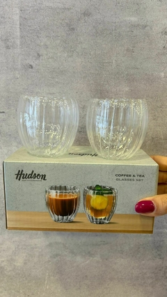Set 2 Vasos Doble fondo Rayado