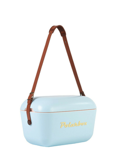 Conservadora retro Polarbox Celeste - con asa Marrón 20 lts