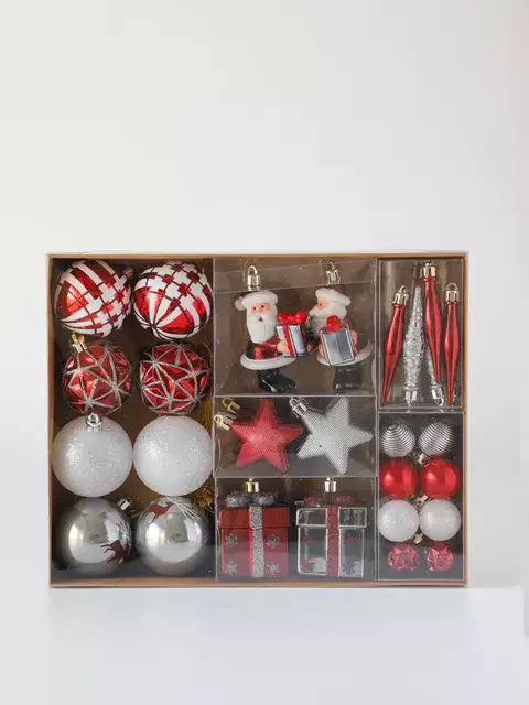 Set completo tradicional de navidad x40 unidades rojas y blancas