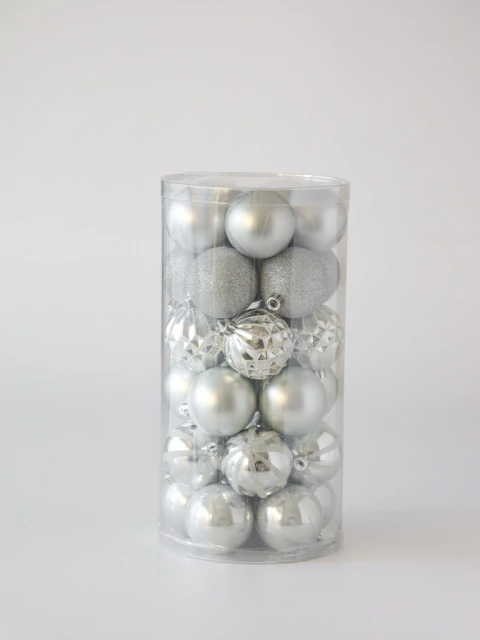 Set de esferas navidad x30 unidades plateadas