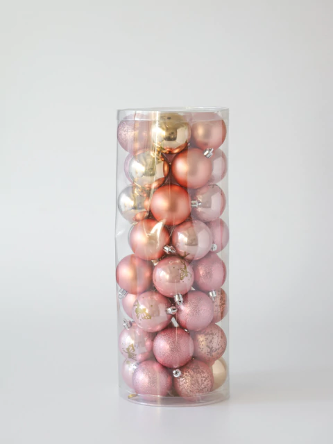 Set esferas navidad x40 unidades rosas