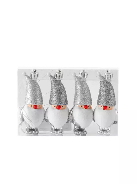 Adornos Papa Noel navidad 9cm silver x4