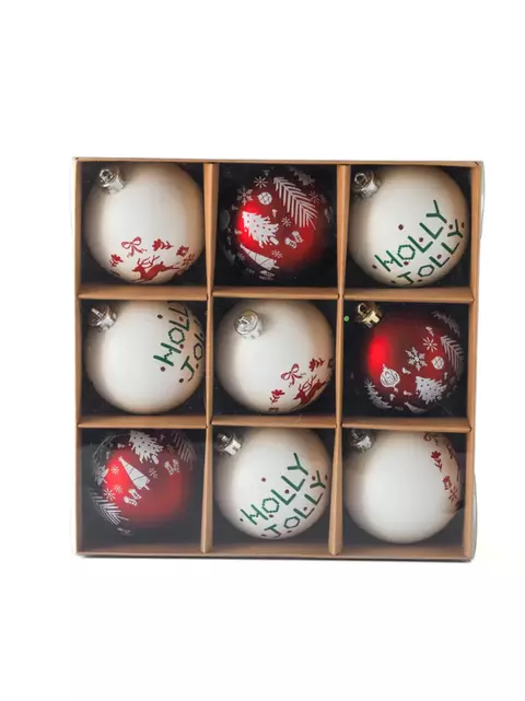 Set de esferas 8cm tradicional x9