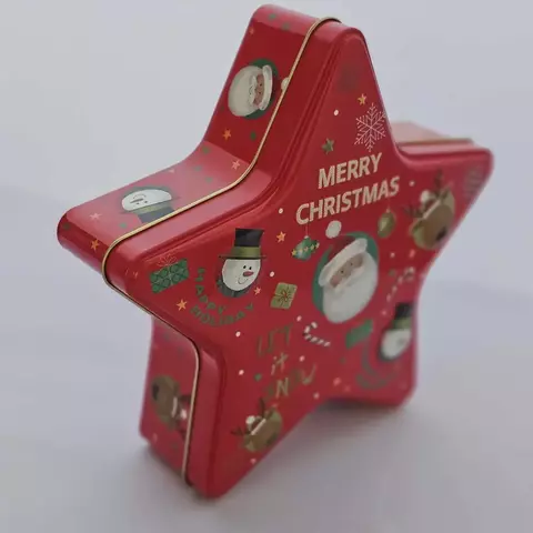 Caja de Lata Estrella Navidad 18 x 16 x 5 Cm