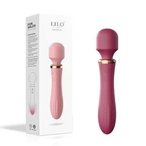 Vibrador Bastão Duplo 10 Velocidades, 20cm, com Aquecimento, recarregável USB Vinho AV026 - comprar online