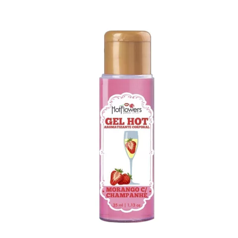 Gel Comestível Morango c\ Champanhe Hot 35ml Hot Flowers