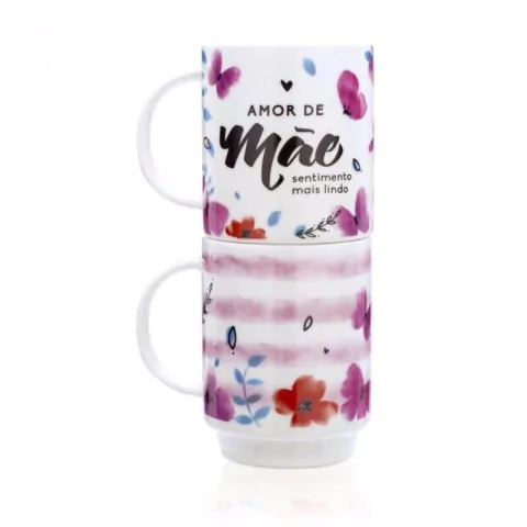 Canecas Empilháveis Mãe Aquarela - Ludi