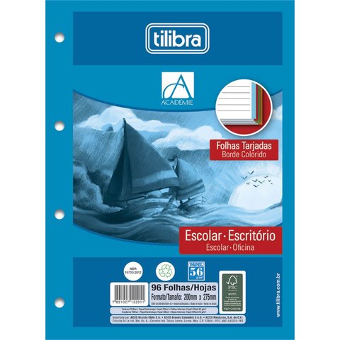 Refil Tiliflex para Caderno Argolado Universitário Académie Tarjado 96 Folhas