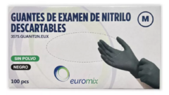 GUANTE DE NITRILO NEGRO SIN POLVO TALLE M EUROMIX 100 UNID - comprar online